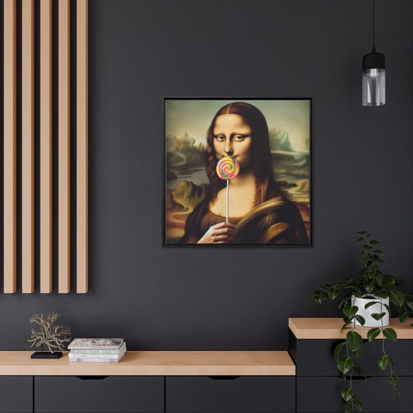 88302-244.jpg Mona Lisa with a Colorful Lollipop Framed Canvas