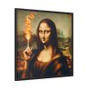 88302-245.jpg Mona Lisa Raising Index Finger With Fire Framed Canvas