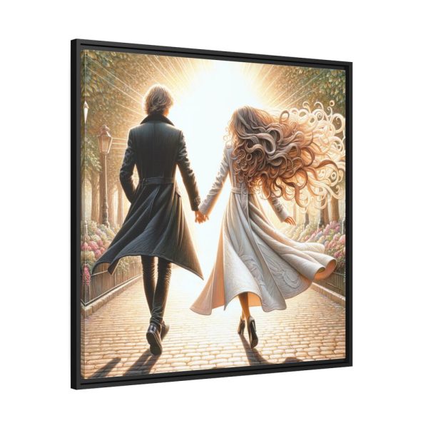 Couple Holding Hands on a Sunny Day Framed Canvas