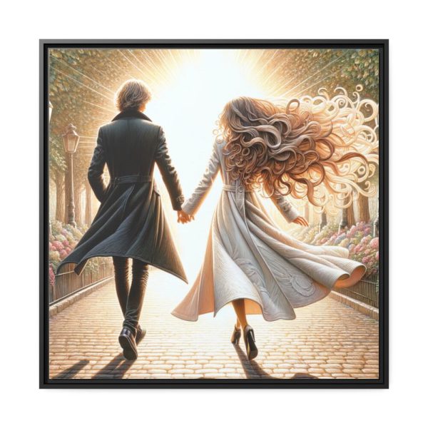 Couple Holding Hands on a Sunny Day Framed Canvas