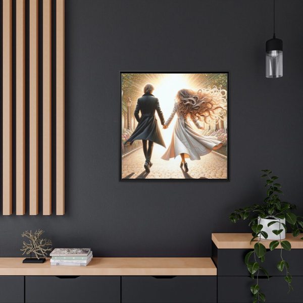 Couple Holding Hands on a Sunny Day Framed Canvas