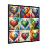 Nine Colorful Painted Hearts Framed Canvas
