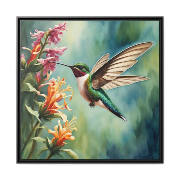 88302-291.jpg Hummingbird Flower Art Framed Canvas