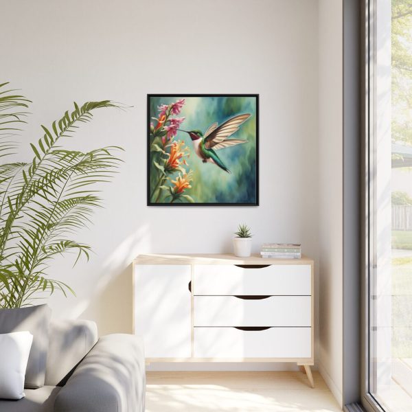 88302-293.jpg Hummingbird Flower Art Framed Canvas