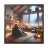88302-316.jpg Couple in a Romantic Winter Cabin Framed Canvas