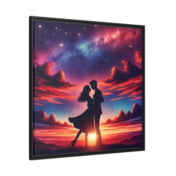 Romantic Silhouettes of a Couple Framed Canvas
