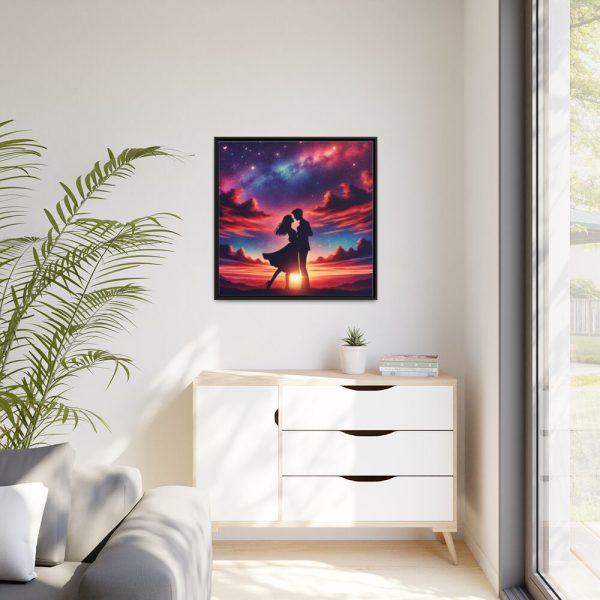 Romantic Silhouettes of a Couple Framed Canvas