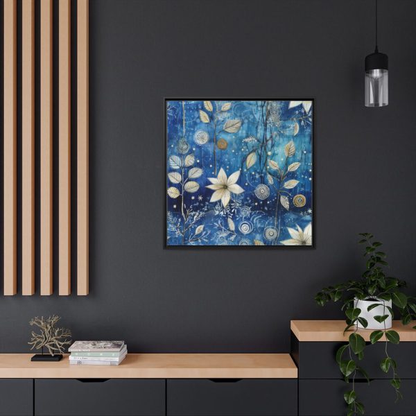 88302-34.jpg Blue Floral Seamless Pattern Framed Canvas