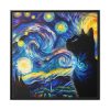 88302-341.jpg Cat Looking up at Swirling Night Sky Framed Canvas