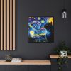 88302-344.jpg Cat Looking up at Swirling Night Sky Framed Canvas