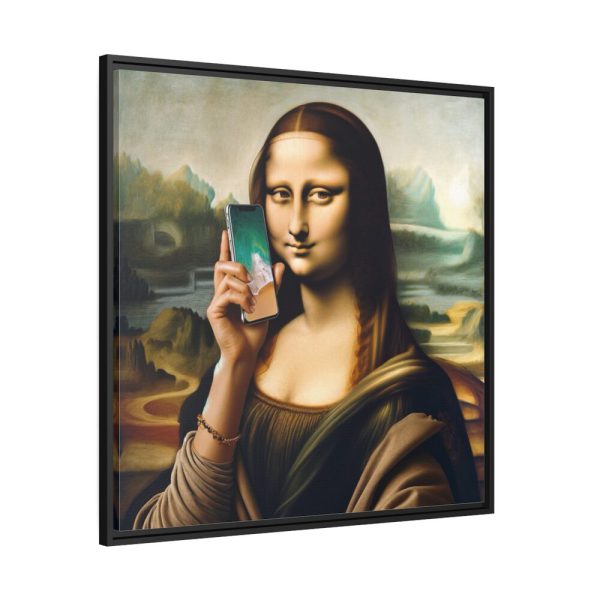88302-345.jpg Mona Lisa Talking on a Smartphone Framed Canvas