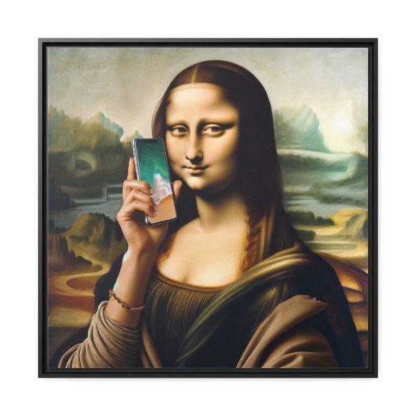 88302-346.jpg Mona Lisa Talking on a Smartphone Framed Canvas