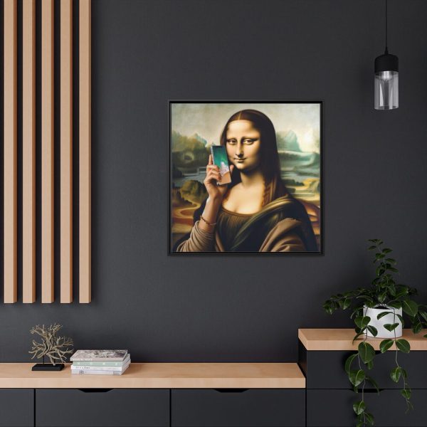 88302-349.jpg Mona Lisa Talking on a Smartphone Framed Canvas