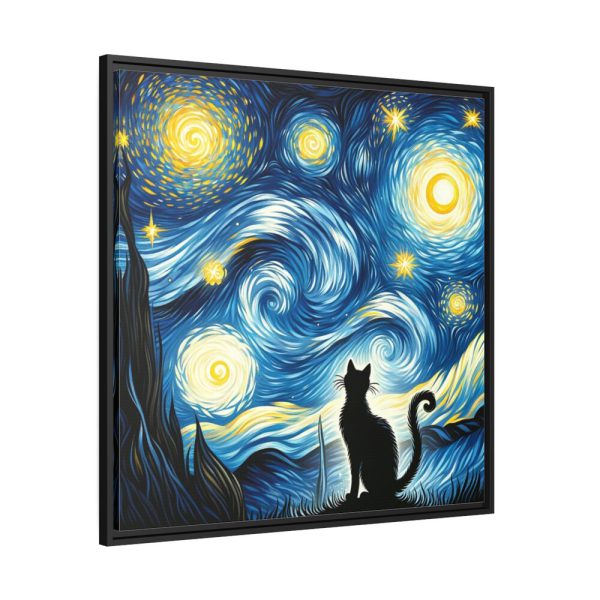 88302-350.jpg Black Cat Silhouetted Against a Night Sky Framed Canvas
