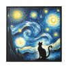 88302-351.jpg Black Cat Silhouetted Against a Night Sky Framed Canvas