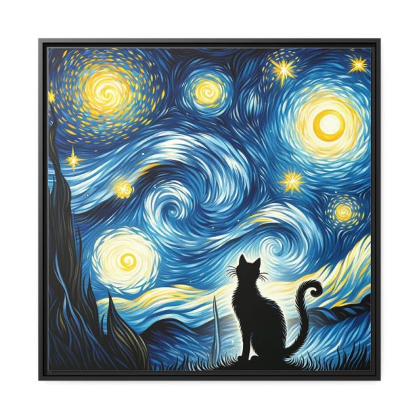 88302-351.jpg Black Cat Silhouetted Against a Night Sky Framed Canvas