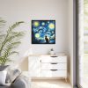 88302-353.jpg Black Cat Silhouetted Against a Night Sky Framed Canvas