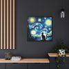 88302-354.jpg Black Cat Silhouetted Against a Night Sky Framed Canvas