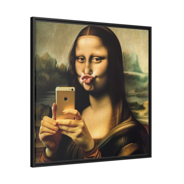 88302-375.jpg Mona Lisa Making a Duckface Framed Canvas
