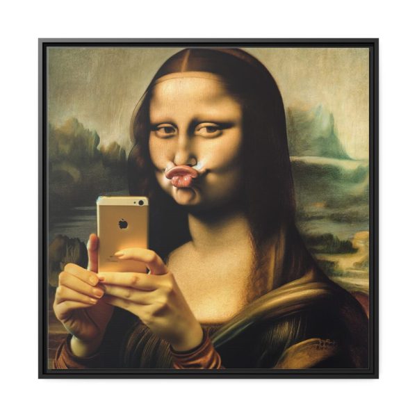 88302-376.jpg Mona Lisa Making a Duckface Framed Canvas