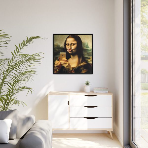 88302-378.jpg Mona Lisa Making a Duckface Framed Canvas