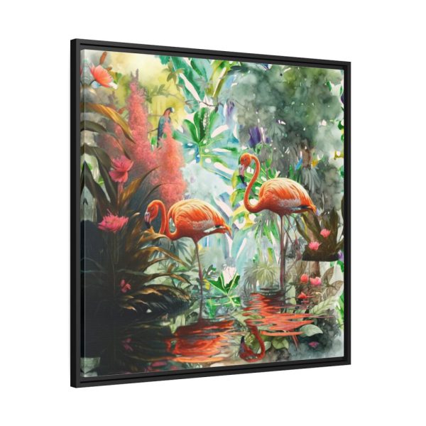 88302-400.jpg Two Flamingo Birds in Lush Tropical Framed Canvas