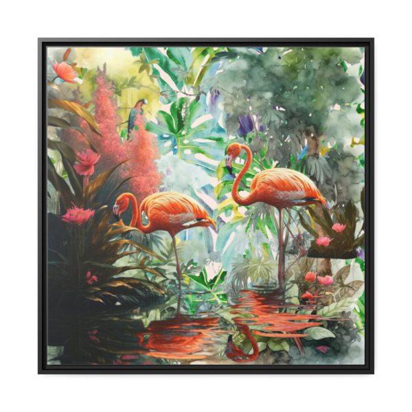 88302-401.jpg Two Flamingo Birds in Lush Tropical Framed Canvas