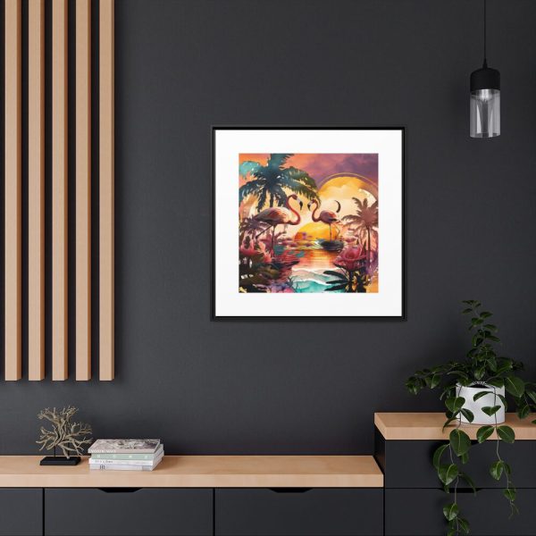 88302-409.jpg Two Tropical Flamingos Framed Canvas