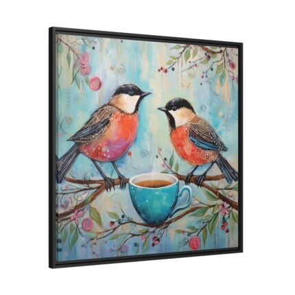 Coffee Tea Birds Framed Canvas
