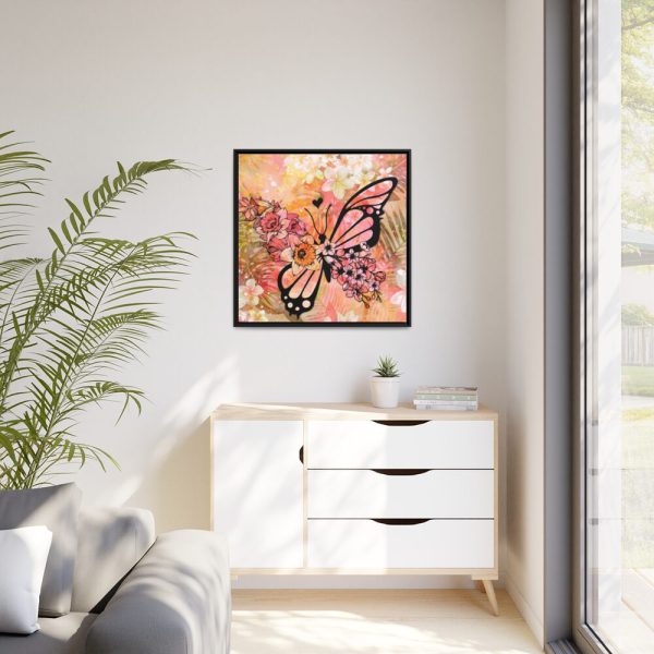 88302-43.jpg Tropical Flower Butterfly Art Framed Canvas