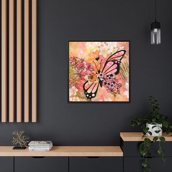 88302-44.jpg Tropical Flower Butterfly Art Framed Canvas