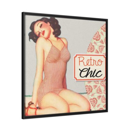 Retro Pin-up Lady Art Collag Framed Canvas