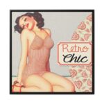 Retro Pin-up Lady Art Collag Framed Canvas - Image 2