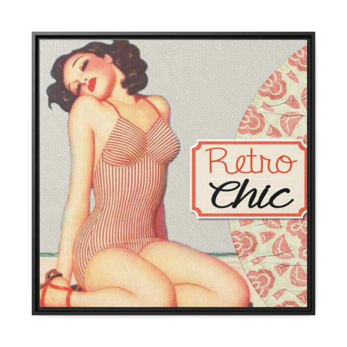 Retro Pin-up Lady Art Collag Framed Canvas - Image 2