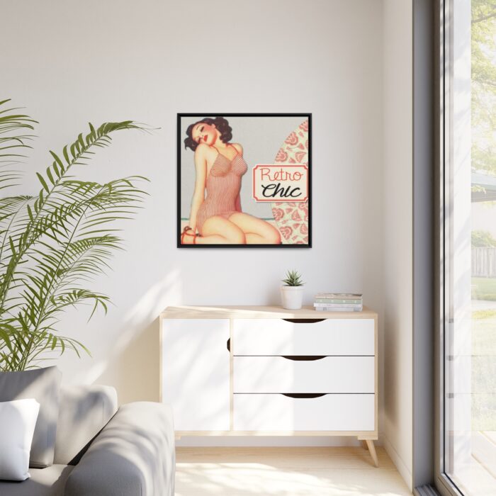 Retro Pin-up Lady Art Collag Framed Canvas - Image 4