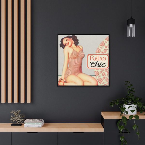 88302-59.jpg Retro Pin-up Lady Art Collag Framed Canvas