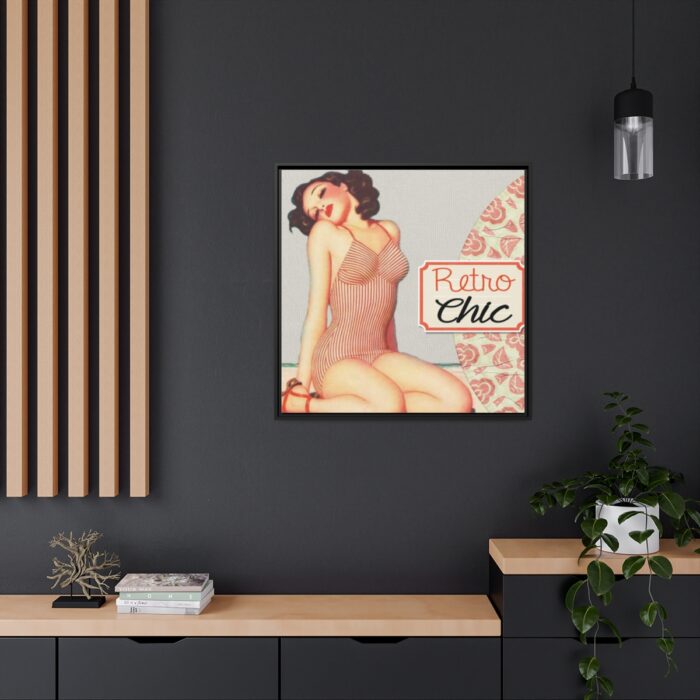 Retro Pin-up Lady Art Collag Framed Canvas - Image 5