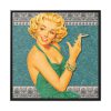 Retro Smoking Lady Framed Canvas