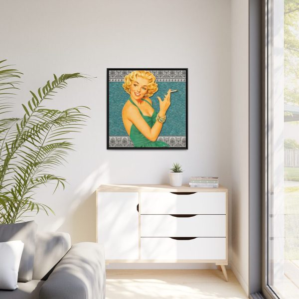 Retro Smoking Lady Framed Canvas