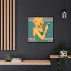 Retro Smoking Lady Framed Canvas