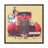 88302-76.jpg Car And Woman Vintage Framed Canvas