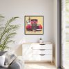 88302-78.jpg Car And Woman Vintage Framed Canvas