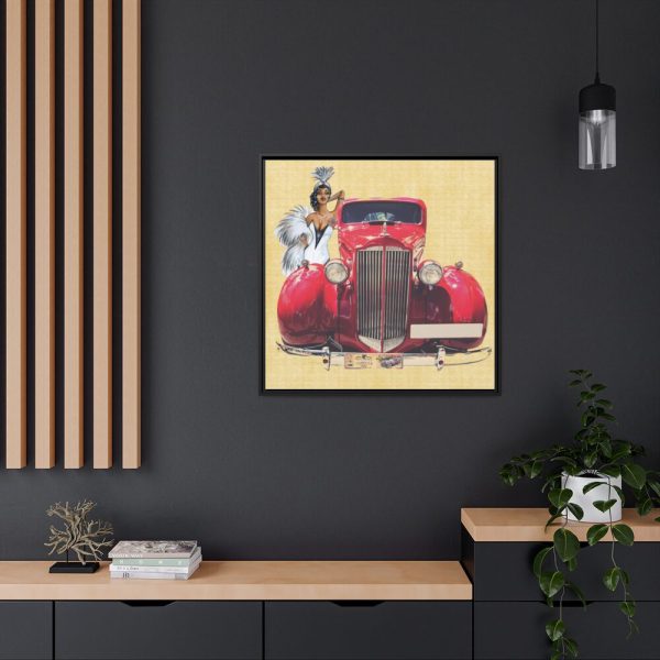 88302-79.jpg Car And Woman Vintage Framed Canvas