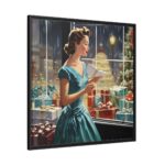 Retro 1950s Lady Christmas Framed Canvas
