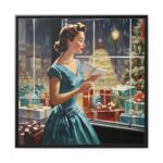 Retro 1950s Lady Christmas Framed Canvas - Image 2