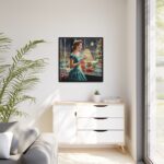 Retro 1950s Lady Christmas Framed Canvas - Image 4