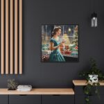 Retro 1950s Lady Christmas Framed Canvas - Image 5