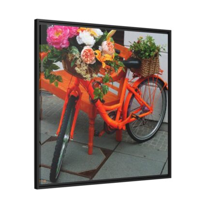 Bike Decorated With Flowers Framed Canvas