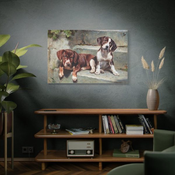 91638-189.jpg Dogs Puppies Vintage Old Standard Canvas