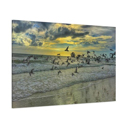 Convey of Birds are Flying Duing Sunset Standard Canvas